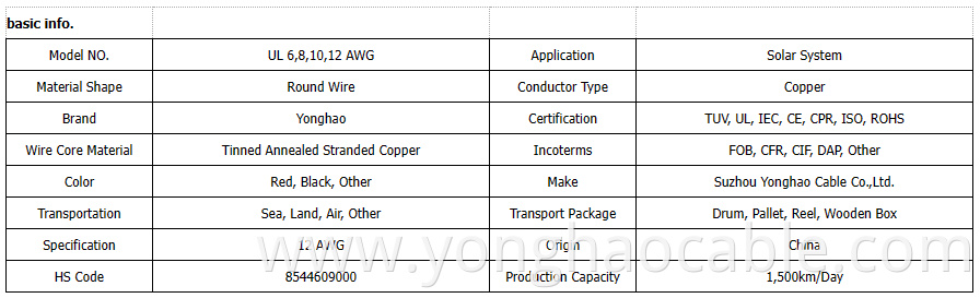 UL Solar PV Cable 8 AWG